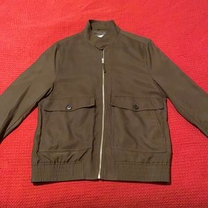 REISS Kura Slim Fit Bomber Harrington Jacket In Green